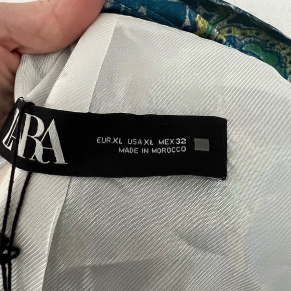 ZARA Blue green Paisley nwt Blazer Jacket Open
Front Floral Lined extra large - Picture 12 of 14